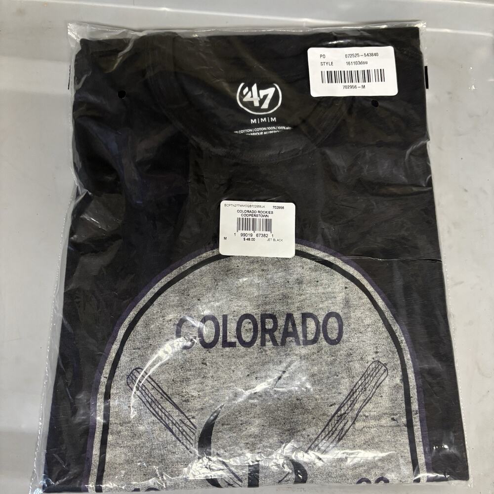 NWT COLORADO ROCKIES COOPERSTOWN CROSS PATCH '47 SCRUM TEE MLB Baseball Medium